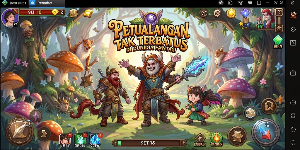Screenshot gameplay 9ET menampilkan petualangan epik di dunia fantasi.