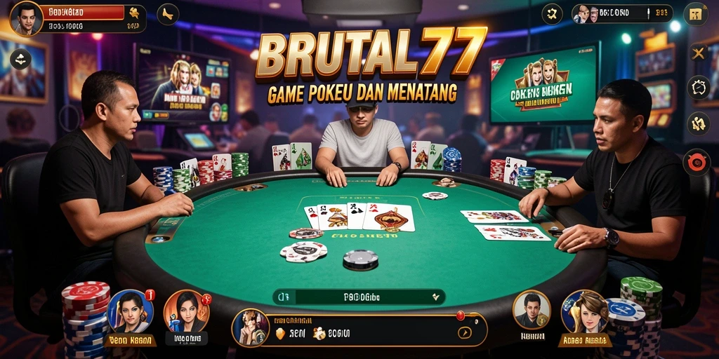 Tampilan gameplay Poker yang menegangkan di BRUTAL77.