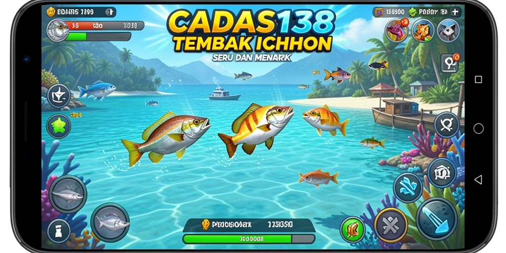 Tampilan layar utama <strong>CADAS138</strong> menampilkan aksi tembak ikan yang mendebarkan.