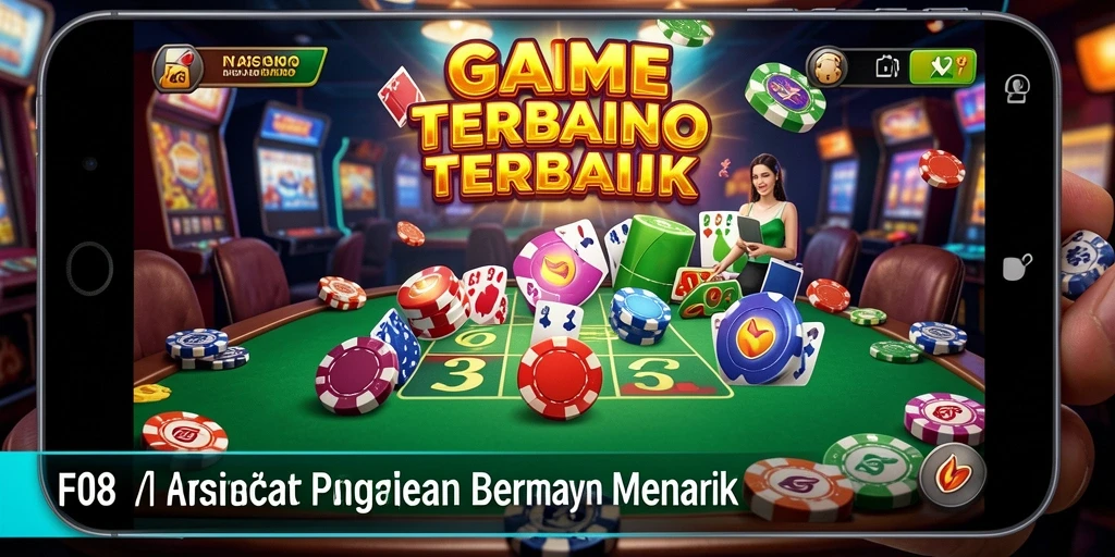 Tampilan dinamis gameplay Kasino di F08 dengan banyak pilihan permainan.
