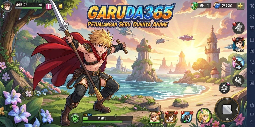 Tampilan dinamis gameplay GARUDA365 dengan karakter anime yang menarik.