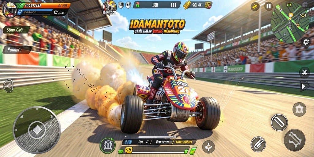 Gameplay seru di IDAMANTOTO dengan balapan mendebarkan dan kendaraan keren.