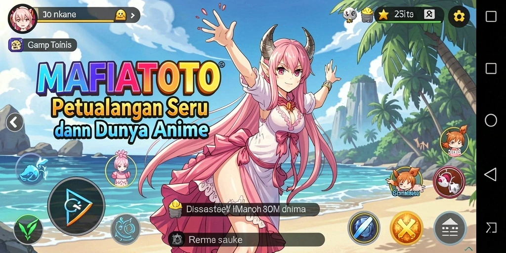 Screenshot gameplay MAFIATOTO dengan karakter anime yang menarik.