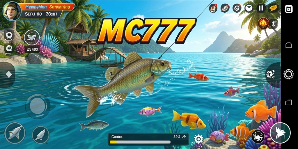 Gameplay seru di MC777 dengan berbagai lokasi memancing yang indah.