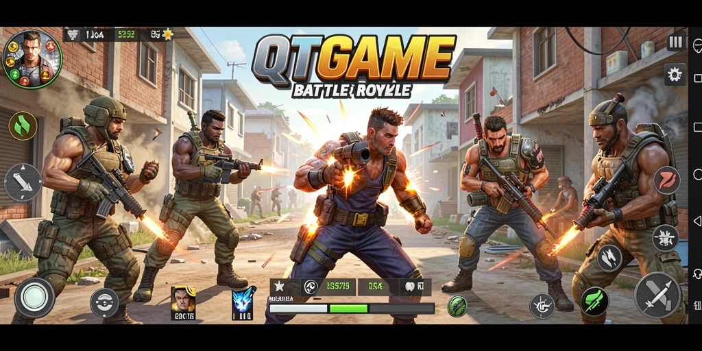 Tampilan gameplay seru dari QTGAME dalam pertarungan Battle Royale.