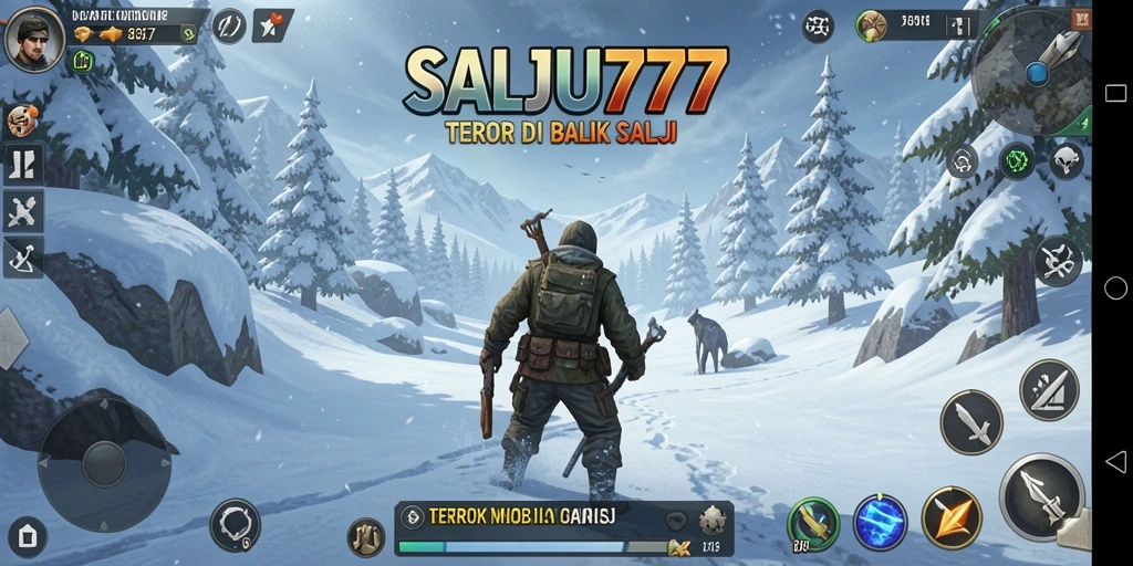 Tampilan gameplay SALJU777 yang mencekam dengan suasana salju.