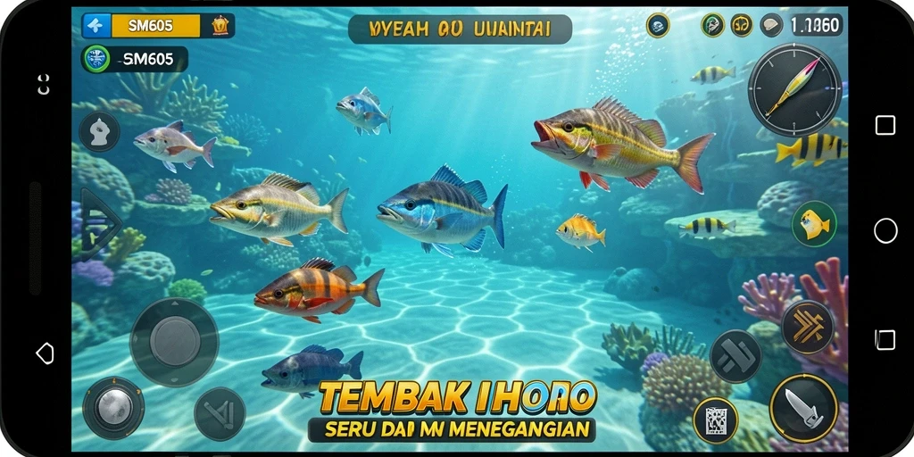 Screenshot gameplay Tembak Ikan yang seru di SM605.